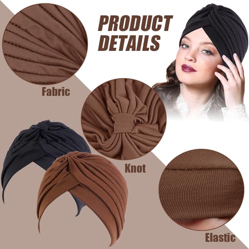 2 stuks Chemosleep Turban,Headwear Headwear,Elastische hoofddoek Soft Pre-Tied Cross Knot Headwear Hat Volledige Headwear Skull Caps Stretch Zachte Slaapmuts voor 3