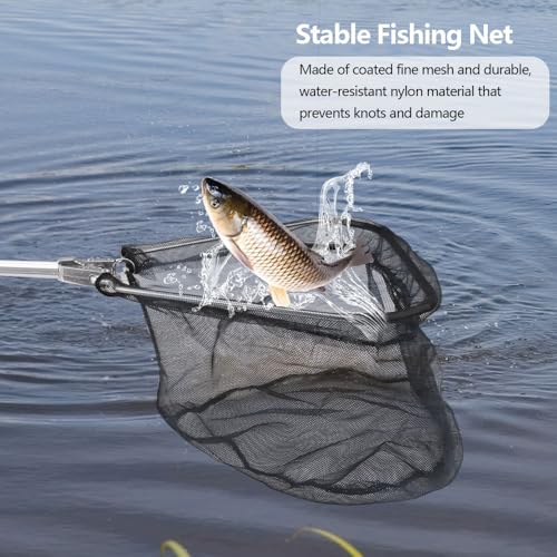 Telescopische landing net met antislip handvat voor roofvissen - met rubber en duurzaam Nylon Visnet, opvouwbaar, 53cm 5