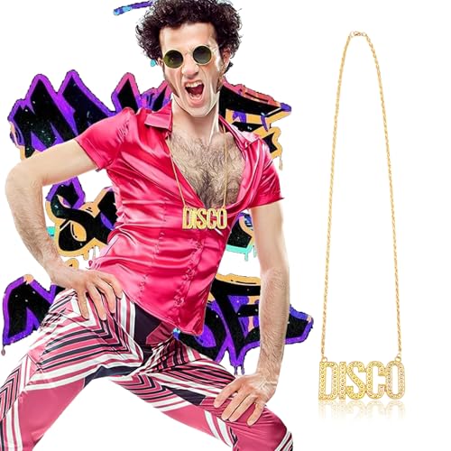 Mannen gouden ketting gouden ketting hip hop rapper gouden ketting hip hop kostuum ketting gouden ketens mannen retro 70s 80s 90s carnaval kostuum accessoires voor Thanksgiving, goud 4