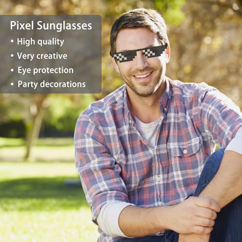 Icrimax 1 Piece Banter Artikel, Gepersonaliseerde Pixel zonnebril Gadgets Gadgets Cool Gadgets Rave Glazen Party Glazen Grappige zonnebril voor mannen Vrouwen Kinderen Photo Props Partij Decoratie 4
