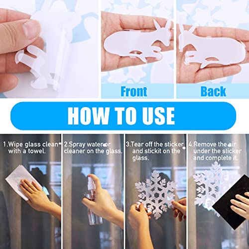 Raamstickers, 9 vellen, uitneembare elektrostatische raamstickers met kerstboom, rendieren en sterren, stickers voor raamdecoratie, Kerstmis, winter, oudejaarsavond, enz. 3