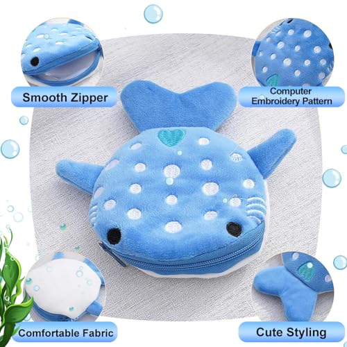 Shark Kinderportemonnee, Mini Cute Dierenportemonnee met Zip, Portable Kinderportemonnee voor jongens en meisjes, Geschikt voor verandering, Kaarten, Sleutels,, zwart en roze, modern 3