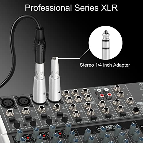 XLR 3 Pin Man tot 1/4" 6.35mm Vrouwelijke Adapter Socket Audio Connector TRS Jack, XLR Vrouw tot 6.35mm Vrouwelijke Microfoon Mixer Stereo Converter, Zilver, 4 stuks 3
