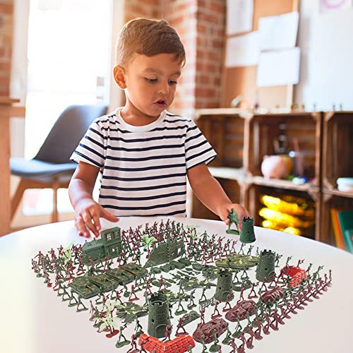 290 stuks leger mannen leger soldaat plastic speelgoed, militaire actie figuren spelen set met mini tank voertuigen Panzer anti-lucht vliegtuigen, helikopter soldaat cijfers en accessoires voor kinderen