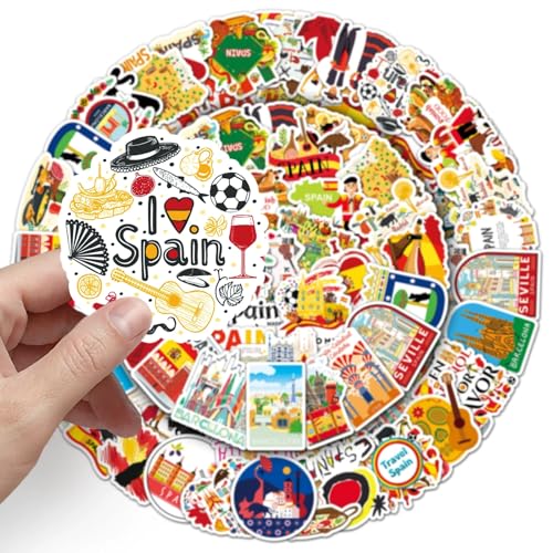 Spanje Stickers voor tieners en volwassenen, 50 stuks, Spanje, Waterdichte Vinyl Stickers Set, Auto, Motorfiets, Fiets, Skateboard, Snowboard, Bagage, Laptop, Koffer, Helm, Motorfiets, Computer 4