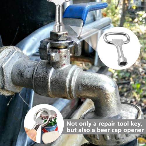 4 stuks Vierkante sleutels 8mm Socketmoersleutel, Verwarming Vent moersleutel, Vierkante sleutel, Faucet, Zinklegering, Bloedmoersleutel, Universele 4 Randmoersleutel voor Gasmeter, Doos 5