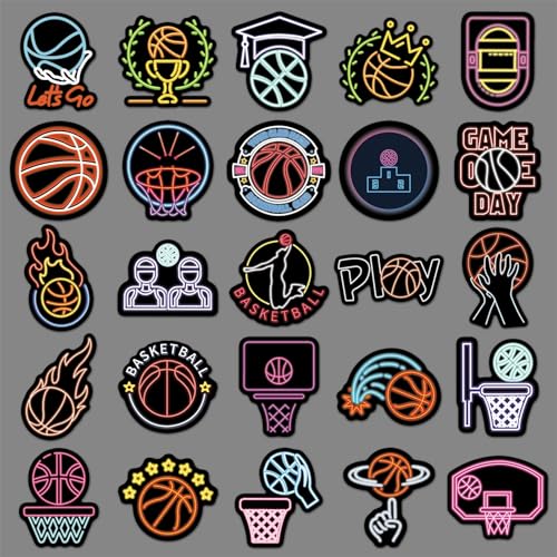 50 stuks Neon Basketbal Stickers voor tieners Volwassenen Neon Basketbal Stickers Set voor Auto, Motorfiets, Fiets, Skateboard, Snowboard, Bagage, Laptop, Koffer, Helm, Motorfiets, Computer