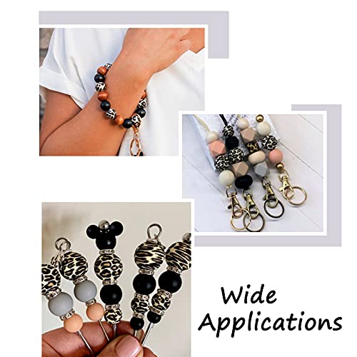 50st Gedrukt houten ronde kralen Leopard Patts 13x12mm Spacer Large Hole Losse kralen voor Macrame ambachten DIY sieraden gat:3mm 4