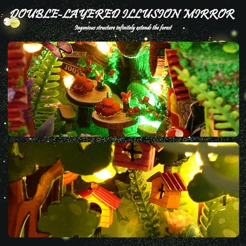 Houten Boekenkast, Boekenkast, Firefly Forest Insert, DIY Bookend, Miniatuurhuis, Kits Houten Boekeneinden voor Verjaardag, Volwassenen 4