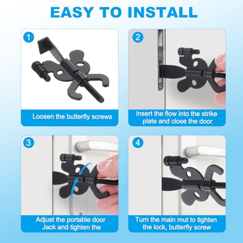 Draagbaar veiligheidsterrein, 2-pack verstelbare vakantiehuizen met opbergtas voor betere veiligheid voor reizen, hotel, huisappartement, roségoud 4