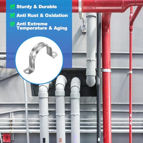 2"(50mm) Stijve Pijpband, 12Scs 304 Roestvrij stalen Buisklem 2 Hole U Bracket Pijpklem Buisband voor Pijp Kabeldraad bevestiging 4