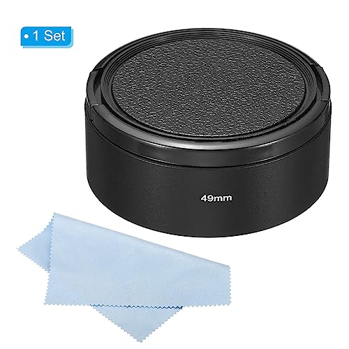 49mm Sun Visor, Standaard Focus, Mat oppervlak, Anti-reflectieve Inner Cap met kap en reiniging, Camera lens kleding, Zwart 3