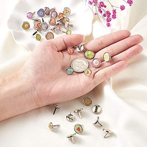 140 st. Mini Brads Metaal Papier bevestigingsmiddelen Gemengde patronen Split spelden voor Office Scrap Boeking Papier Foto Album Kaarten Stempelen 4