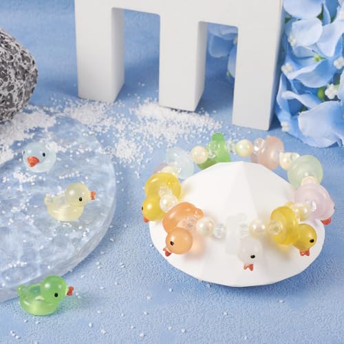 50 st Lichtgevende eenden kralen Glow in donkere Europese kralen Grote kralen Eendenvorm Spacer Kralen Willekeurige kleuren Eenden Bedels voor armband sieraden maken