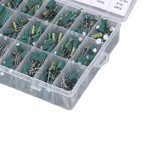 460 Piece Electrolytic Capacitor Set 6.3V - 50V Green Inline Aluminium Electrolytic Capacitor Assortiment Set 5