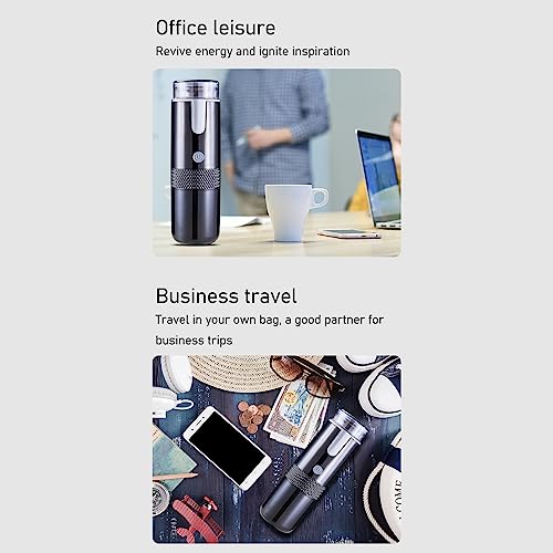 Draagbare elektrische Espresso machine, Travel Koffiezetapparaat, Espresso machine Koffiezetapparaat voor Camping, Reizen, Camper, Wandelen, Kantoor, Cadeaus voor, Zwart, Modern 5