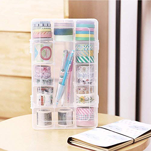AimdonR Desk Storage Box, Craft Organizer voor Washi Tape, Artist Supplies en Stickers, 15 Compartiments, Duidelijk, Verwijderbaar 3