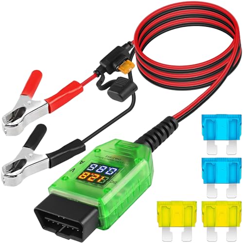 OBD2 autobatterij verandering Saver Geheugen Voertuig, OBD-autogeheugen Saver Protection Connector 12V digitale weergave OBDII Batterij Leak Detective Kit met 5A Fuse, 10A Fuse