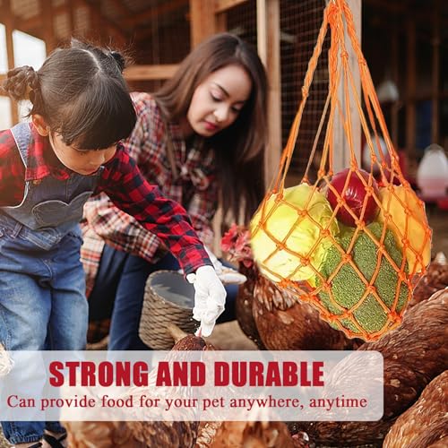 2 st. Groente Hangende Feeder Treats voor Kip, Fruit Voeder, Kip en plantaardige Touw Bag, Hangende Feeder Speelgoed Kippen Fruithouder voor Kip, Eenden, Grote Vogels (Zwart en 3