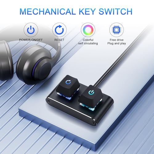 Interne PC/ATX aan/uit schakelaar met RGB LED & HDD activiteitslicht - 2M/6.5FT Bureaubladschakelaar splitter ON OFF Reset voedingskabel voor moederbord aan/uit/reset knop 5