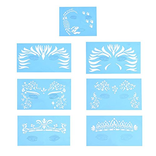 7Pcs/Set Gezicht verf stencils, lichaam & gezicht Herbruikbare Schilderijen Template Make-up Tattoo Design Tools voor rollen spelen, kostuum bal, carnavals, Halloween, Kerstmis