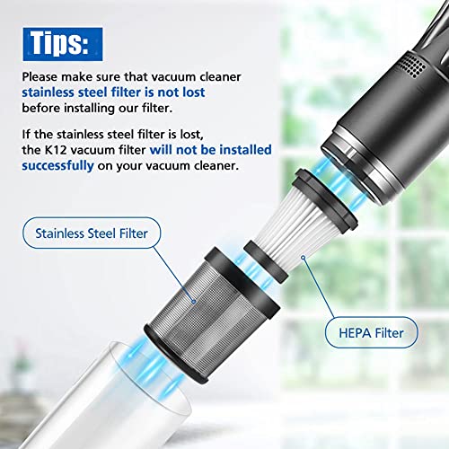 3Pcs HEPA Filters Vervangingsonderdelen voor Moosoo K12 K12 PRO K13 Draadloze Stofzuiger voor Genius Invictus A 1.0X7/2.0/3.0e Handheld stofzuiger accessoires Filter 4