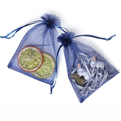 100 stuks Organza zakjes voor het vullen, Organza zakjes, Cadeauzakjes, koord voor Festival, Feest, Bruiloft, Candy zakjes, Juwelen zakjes, Lavender, Cadeauzakjes, 20 x 30 cm, Marine blauw 4