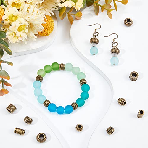 80st 8 Styles Legering Europese kralen, Tibetaanse antieke bronzen afstand kralen Charm Grote gaten ketting kralen voor doe-het-zelf sieraden maken, Gat: 5.5mm