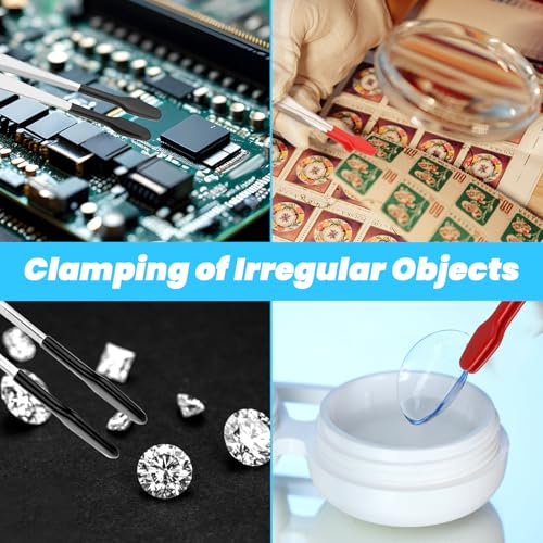 2 stuks Flat Tip Tweezers, Rubber Tip Tweezers, Roestvrij staal Tweezers met PVC gecoate Flat Non Slip voor Lab sieraden, DIY maken, Stempels, Munten 5