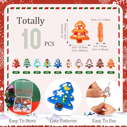 10Stuks Kerstmis sieraden kralen Kerstboom Lampwerk Spacer kralen leuke Kerstmis Spacer kralen sneeuw man&Kerstmis boom kralen voor DIY armband ketting sieraden maken 4