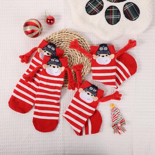 2 paar Kersthandsokken, Magnetisch Handsokken Santa schattig grappige sokken paar hand in hand sokken voor paar dames mannen, mehrfarbig 3