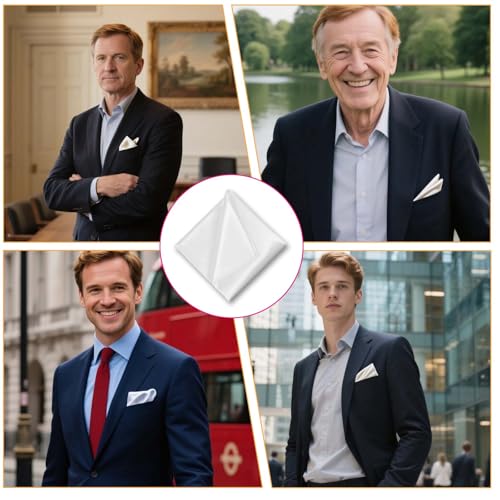 3 stuks Satin Pocket Squares voor mannen, White Pocket Squares Elegante Veganistische Zijde Zakdoek Instellen voor pakken 5