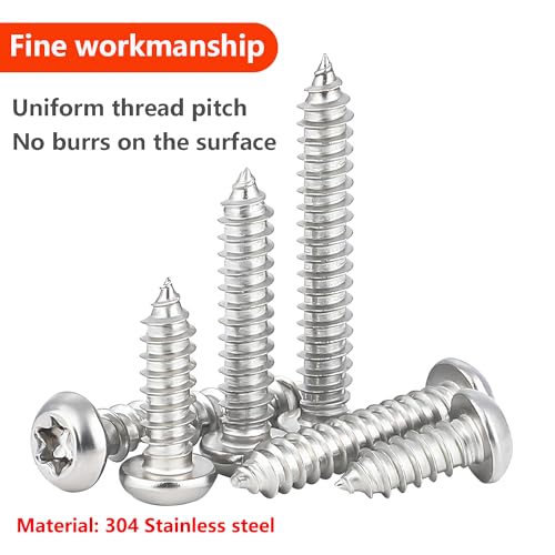 100 st M3 x 25mm zelftappende schroef, Torx platte kopschroeven, roestvrij staal ronde kop, selfboring schroeven 4