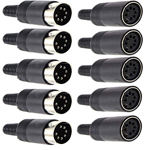 Verpakking van 10 7 Pin DIN-plug/busaudioadapter/omvormer voor luidspreker, zwart