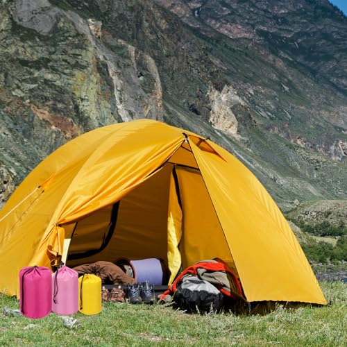 Stuff Sack, 2 stuks 20x40cm Waterdichte Outdoor Opbergzak Draagbaar Koordstof Flap Bag Lichtgewicht slaapzak voor Camping Wandelen Reizen, Paars 5