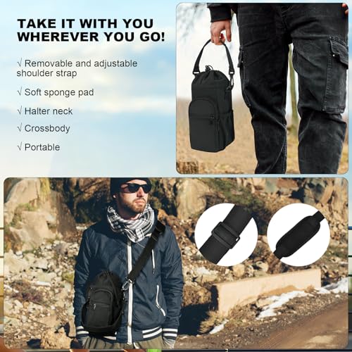 Waterfles houder, waterfles zak met verstelbare schouderband past 1110g, waterdichte Kras-resistant thermische waterfles houder met telefoon zak voor wandelen, Camping, Reizen 5