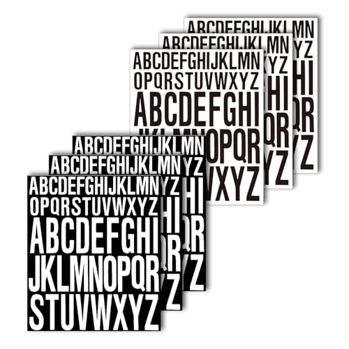 Vinyl Letter Stickers, 6 Vellen 1 Inch 2 Inch, Normale Zelfklevende Hoofdletterbrieven en Onder Alfabet Stickers, Waterdichte Zelfklevende Brieven voor Ambachten, Tekenen, Poster, Scrapbook, Koffer, Auto
