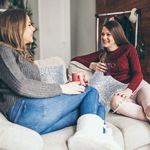 Kussenhoes 40 x 40 cm Sequins Silver Grey Sofa Kussen Hoes voor Home Cafe Decoratie Pack van 2