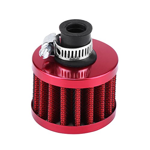 12mm Universal Car Clamp-On Cold Air Intake Filter Kit, Auto Air Intake Filter voor Scooter Atv Dirt Pit Fiets Motorfiets Crankcase Vent Cover ademen (Rode) Auto interieur en externe wijziging