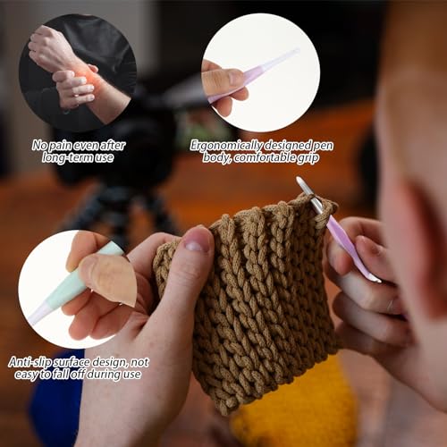 Haak haken gezet, 8 Stuk Ergonomisch Non-slip inline haak haken ingesteld voor beginners, zachte Grip, haak haken voor hoeden, handschoenen, sjaals, breien, DIY, 2.5-6mm (C-J) 4