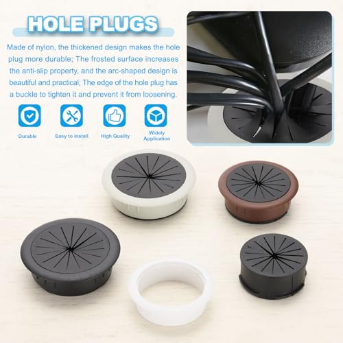 50mm Bureau Grommet, 5st Bureau Cord, Hole Cover, Bureau Kabel, Hole Grommet, Stevig ABS Plastic, Rond voor Kabels, Kasten, Bureaublad Uitrusting, Organiseren Bedrading, Zwart 4