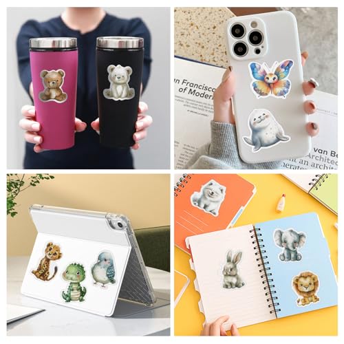 Pak van 50 Stickers voor Dieren, Kinderen, Peel esthetisch, 4-7 cm, School Stickers, Scrapbooking Stickers voor Gift, Boek, Koffer 5
