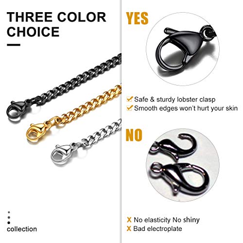 Jewelry Roestvrij staal Cuba armbanden, Mode Classic Heren armbanden, Breedte 3/6/9/12 mm, Roestvrij stalen armbanden, Cadeaus voor heren, Zilver/Goud/Zwart, 3 Kleuren, Lengte 21 4