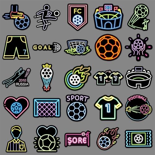 Neon Voetbal Stickers voor tieners Volwassenen 50 stuks Neon Voetbal Vinyl Stickers Set Auto Motorfiets Fiets Skateboard Snowboard Bagage Laptop Koffer Helm Motorfiets Computer 4
