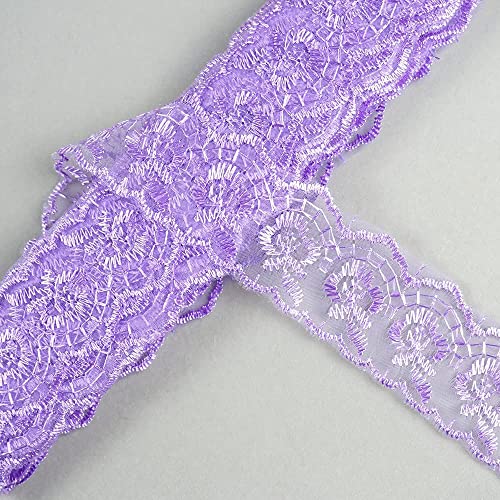 10 Yard geborduurd Lace Edge, Stof Lace Ribbon, Geschenklint, Lace Tape, By Metre, Lace Board, Zelfknutselen, Naaien, Kerstmis, Bruiloft, Partij, Decoratie, Bloemen, Cadeaupapier, Violet