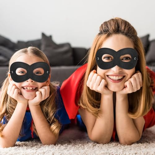 4PCS Black Eye Mask Kostuum Halloween Superheld Masquerade Half gezicht maskers, lederen held masker accessoires voor Halloween Party Cosplay Dress Up 4