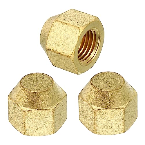 Vrouwelijk 1/4 Inch Messing Afdichtkap, 3 st SAE Verlaagde Pijp Schroef Verbinding 45 Degree Hex Tube Bevestigingen voor Airconditioning Koeling