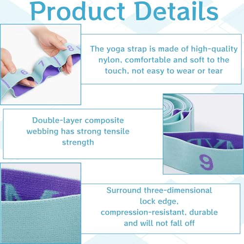 Yoga Stretch Band, Yoga Set, Stretch Band met 11 Loops, Yoga Stretch Band, Highly Elastische Gymnastiek Band, Fitness Bands, Yoga Stretch, Yoga Stretch Band, voor Pilates, Gymnastiek, Effective Stretch 3