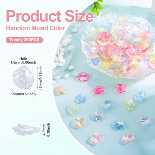 200st Bladhangers Shimmer Leaf Dangle Charms Transparante Petal Acryl Hangers AB Kleur sieraden Charm Bulk voor DIY oorbellen ketting sieraden maken, acryl, acryl 4