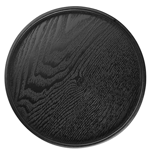 Theebak Zwarte houten tray Zwart hout ronde vorm massief hout thee koffie snack voedsel maaltijden tray plaat restaurant Trays 24cm(24cm) 3